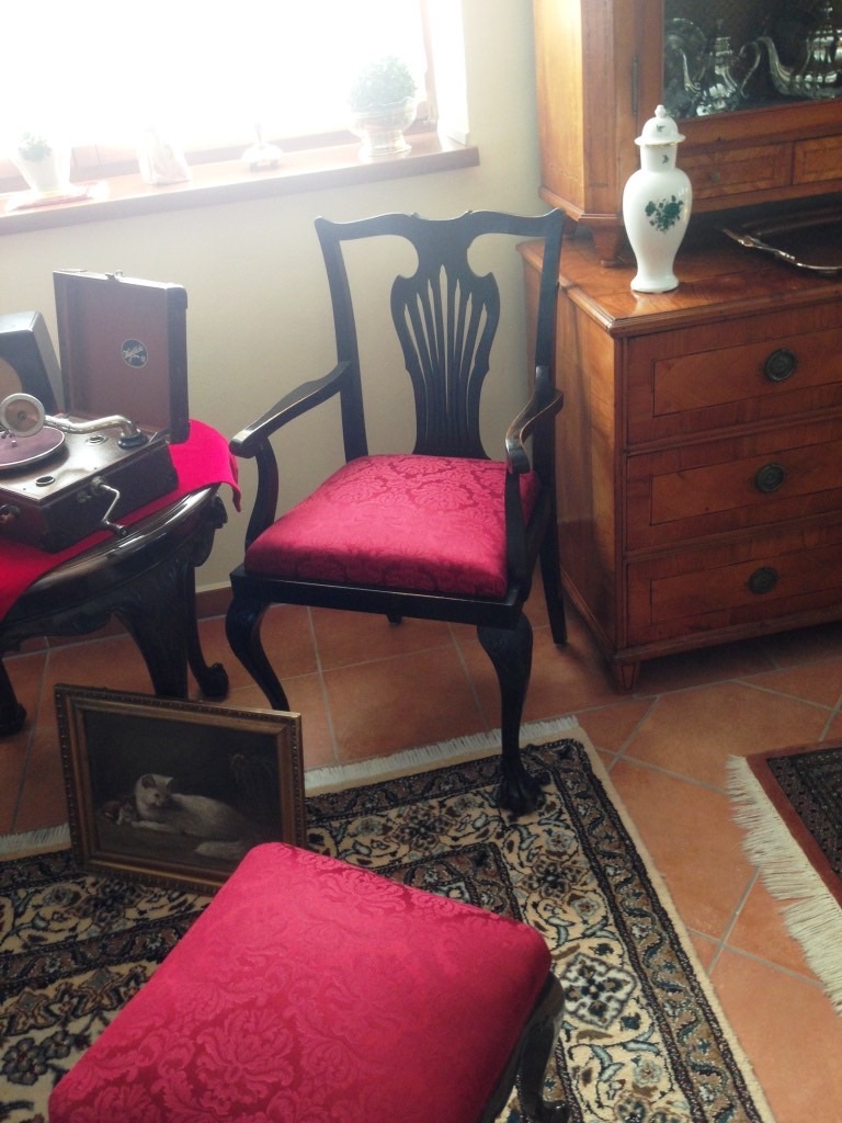 starožitný čalouněný nábytek, potahová látka firmy Backhausen